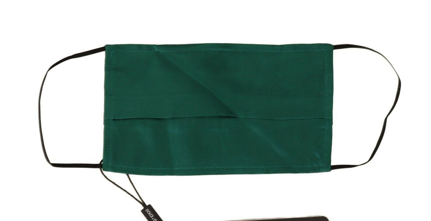 Dolce &amp; Gabbana – Grüne Gesichtsmaske aus plissierter Seide mit elastischem Ohrschlaufenband