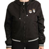 Dolce & Gabbana Black Polyester Hooded Bomber Full Zip Jacket