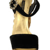 Dolce & Gabbana Black Gold Baroque Velvet Heels Crystal Shoes