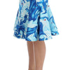 Koonhor Blue Peplum Fresco-Print Straight Pencil Skirt