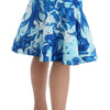 Koonhor Blue Peplum Fresco-Print Straight Pencil Skirt