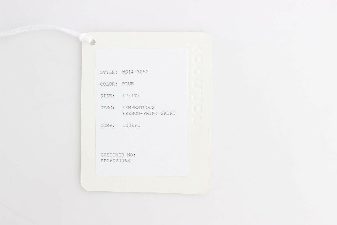 Koonhor Blue Peplum Fresco-Print Straight Pencil Skirt