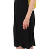 Lamberto Petri Black Yellow Silk Shift Sheath Coctail Dress