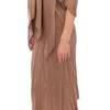 Lamberto Petri Brown Draped Silk Sheath Shift Coctail Dress