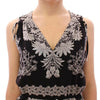 Sachin & Babi Black Silk Floral Pattern Shift Coctail Dress