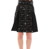 Dolce & Gabbana Black Crystal Handmade Above Knee Skirt