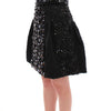 Dolce & Gabbana Black Crystal Handmade Above Knee Skirt