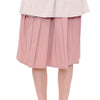 Comeforbreakfast Pink Gray Knee-Length Pleated Skirt