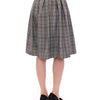 NOEMI ALEMÁN Gray Checkered Wool Shorts Skirt