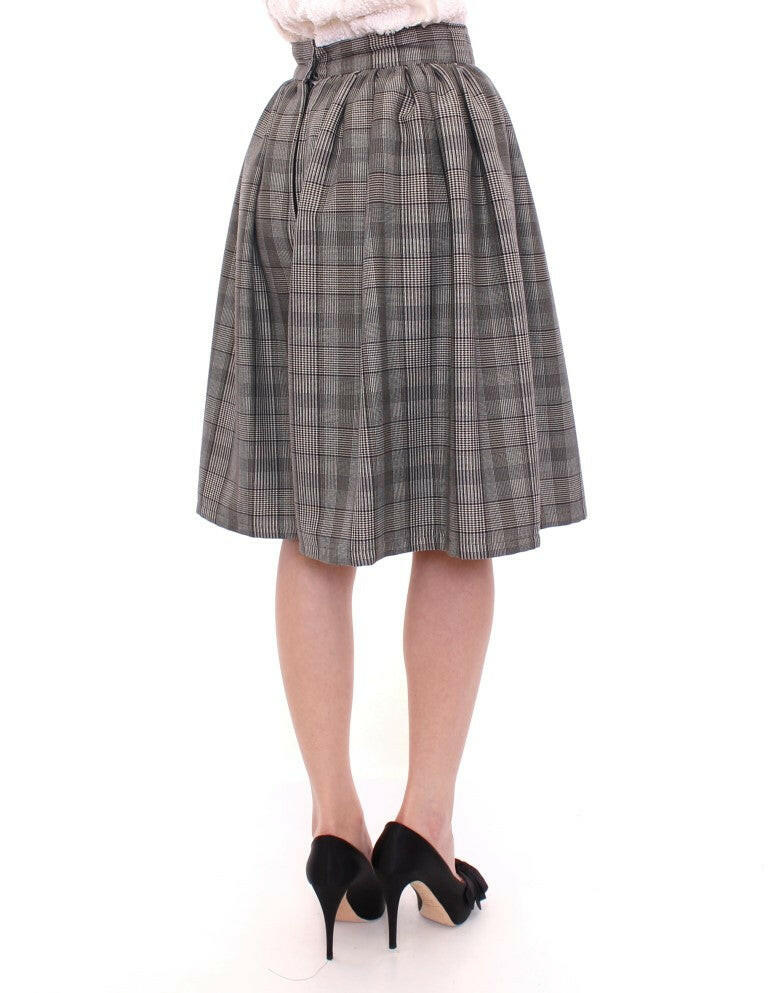 NOEMI ALEMÁN Gray Checkered Wool Shorts Skirt