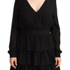 Liu Jo Black Polyester Long Sleeves V-neck Mini A-line Dress