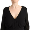 Liu Jo Black Polyester Long Sleeves V-neck Mini A-line Dress