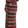 Missoni Multicolor Stripe Wool Knitted Maxi Sheath Dress