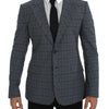 Dolce & Gabbana Blue Checkered Slim Fit Blazer Jacket