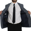 Dolce & Gabbana Blue Checkered Slim Fit Blazer Jacket