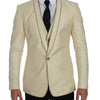 Dolce &amp; Gabbana – Zweiteiliger Blazer aus Seide mit Tupfenmuster in Beige