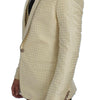 Dolce &amp; Gabbana – Zweiteiliger Blazer aus Seide mit Tupfenmuster in Beige