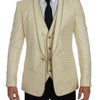 Dolce &amp; Gabbana – Zweiteiliger Blazer aus Seide mit Tupfenmuster in Beige