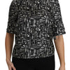 Dolce & Gabbana Black Musical Instruments Print Silk Blouse