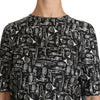 Dolce & Gabbana Black Musical Instruments Print Silk Blouse