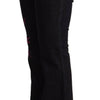 Exte Black Cotton Mid Waist Cotton Flared Jeans