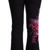 Exte Black Cotton Mid Waist Cotton Flared Jeans