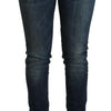Acht Blue Washed Cotton Slim Fit Denim Low Waist Jeans
