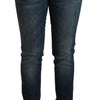 Acht Blue Washed Cotton Low Waist Slim Fit Denim Jeans