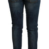 Acht Blue Washed Cotton Low Waist Slim Fit Denim Jeans