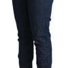 Acht Blue Cotton Low Waist Skinny Denim Folded Hem Jeans