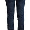 Acht Blue Cotton Low Waist Skinny Denim Folded Hem Jeans