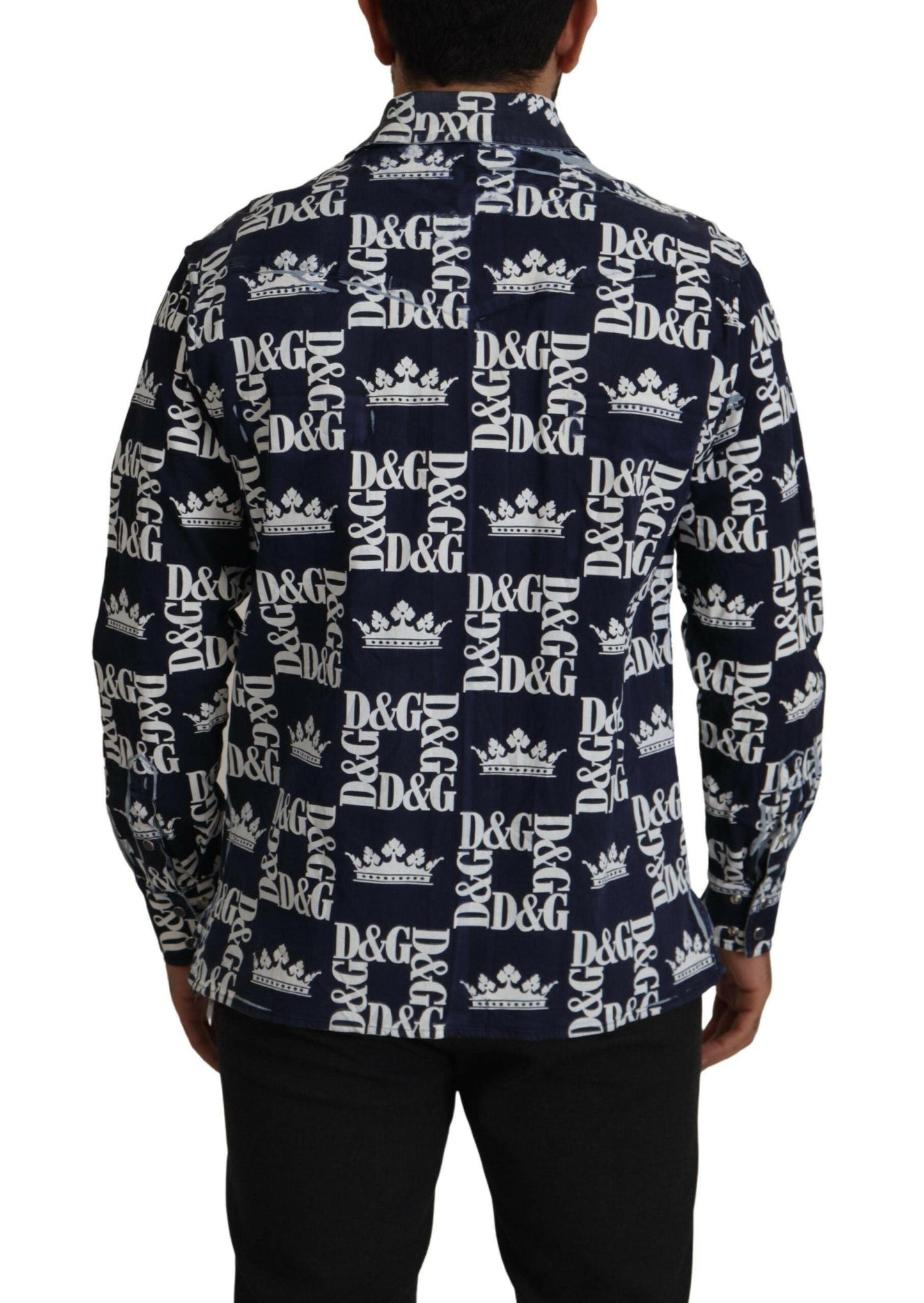 Dolce &amp; Gabbana Freizeithemd aus Stretch-Denim mit Kronenlogo in Blau