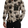 Dolce & Gabbana Green Beige Floral Cotton Stretch Exclusive Shirt