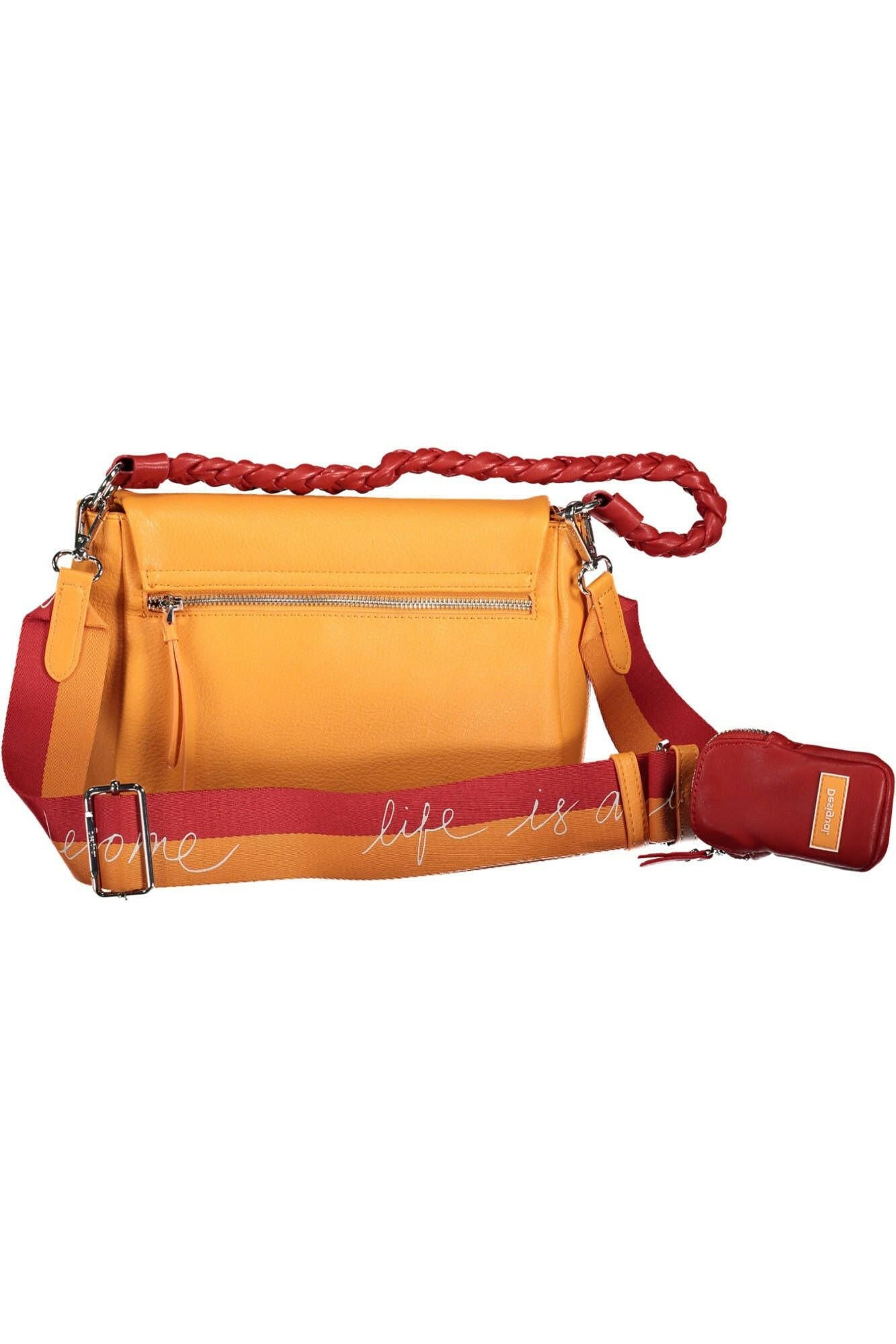 Desigual orangefarbene Polyurethan-Schultertasche