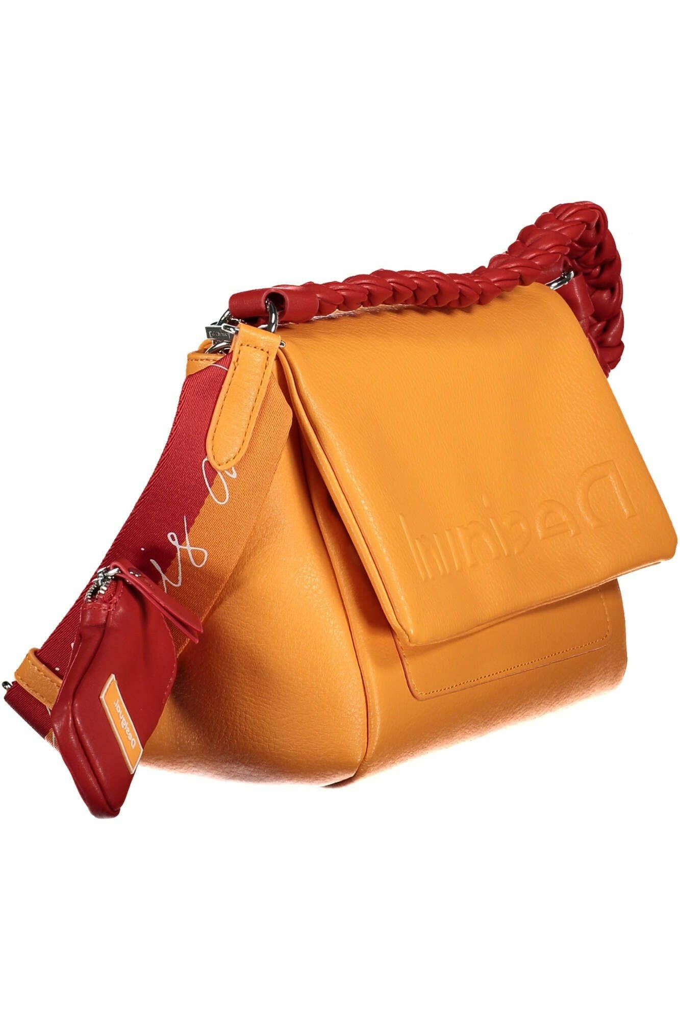 Desigual orangefarbene Polyurethan-Schultertasche