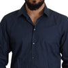 Dolce & Gabbana Blue Cotton MARTINI Slim Fit Dress Shirt