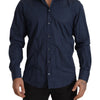 Dolce & Gabbana Blue Cotton MARTINI Slim Fit Dress Shirt