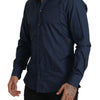 Dolce & Gabbana Blue Cotton MARTINI Slim Fit Dress Shirt
