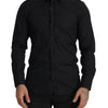 Dolce & Gabbana Black Cotton GOLD Slim Fit Dress Shirt
