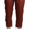 Just Cavalli Brown Lurex Mid Waist Cotton Cropped Capri Pants