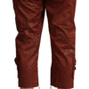 Just Cavalli Brown Lurex Mid Waist Cotton Cropped Capri Pants