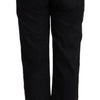 John Galliano Black Cotton Flared Cropped High Waist Denim Jeans
