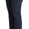 Acht Dark Blue Cotton Slim Fit Folded Hem Denim Jeans