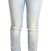 Acht Light Blue Washed Cotton Low Waist Skinny Denim Jeans