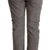 Acht Gray Cotton Straight Fit High Waist Pants