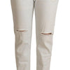 PINKO White Cotton Distressed Mid Waist Skinny Denim Jeans