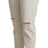 PINKO White Cotton Distressed Mid Waist Skinny Denim Jeans
