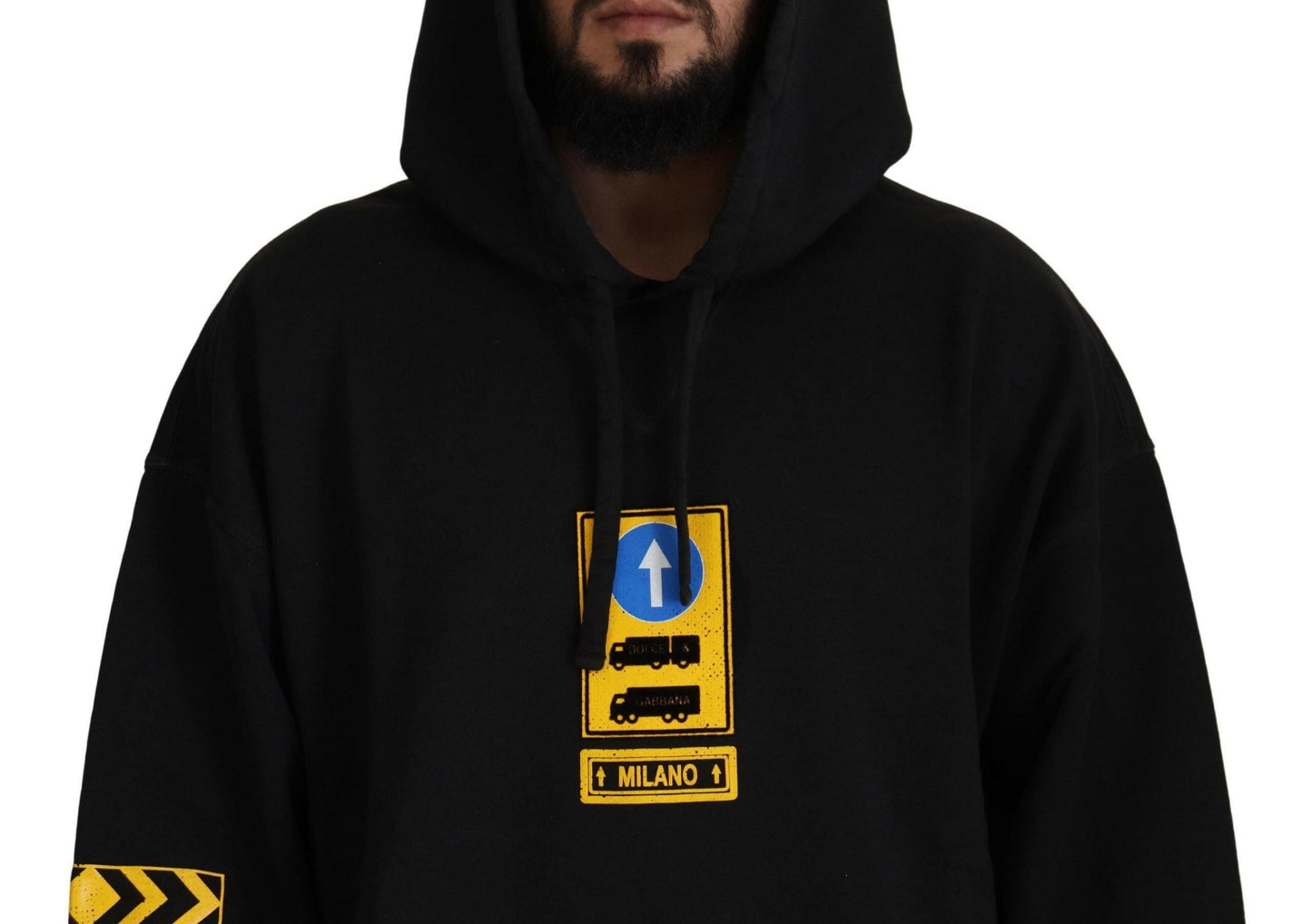 Pull à capuche élégant en coton noir Dolce &amp; Gabbana