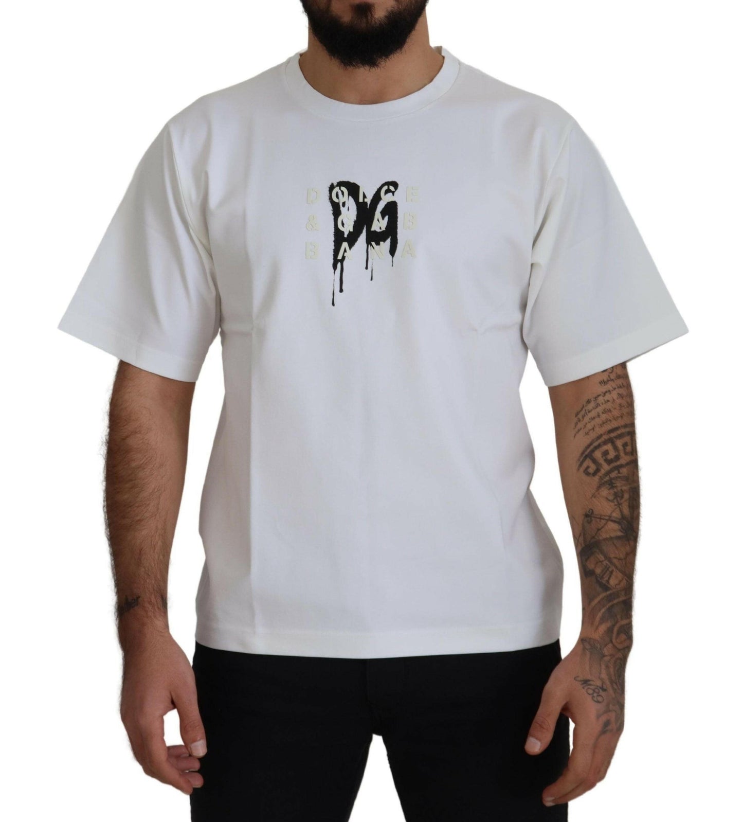 T-shirt ras du cou blanc intemporel Dolce &amp; Gabbana avec logo