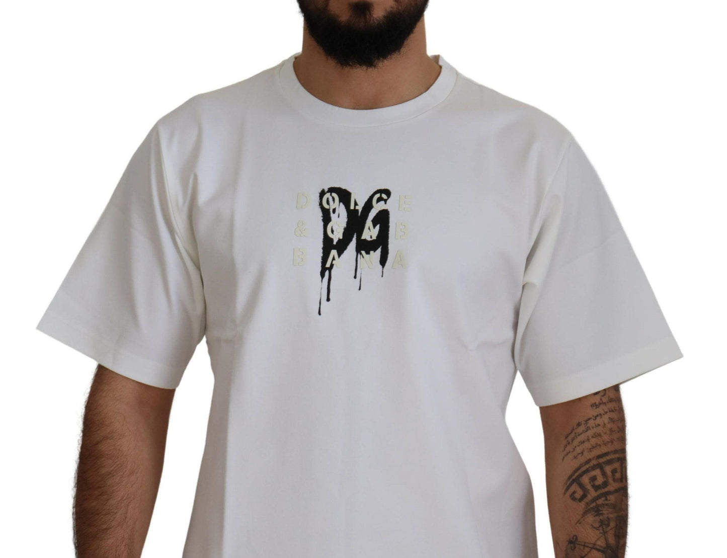 T-shirt ras du cou blanc intemporel Dolce &amp; Gabbana avec logo